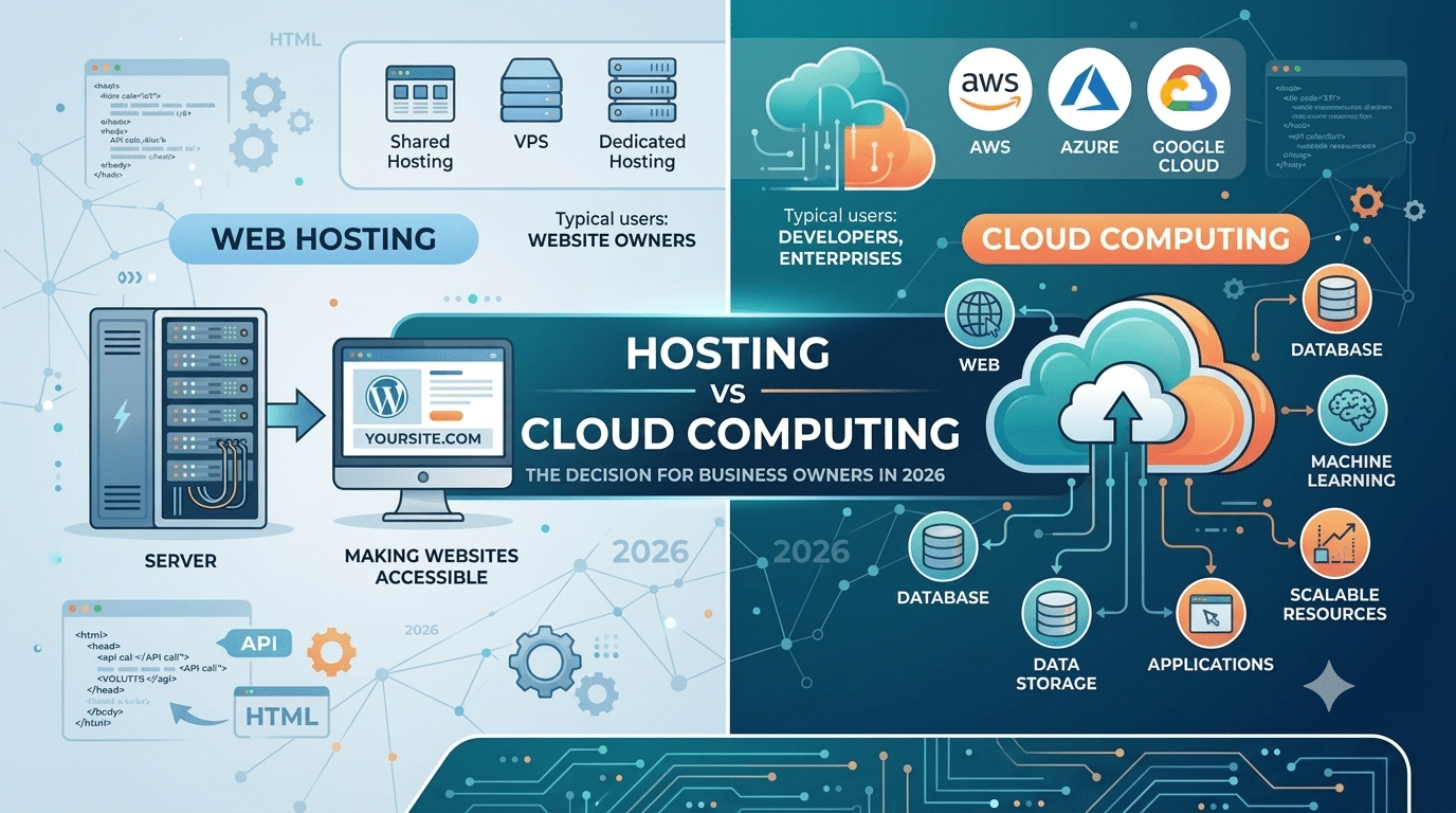 Hosting vs Cloud Computing What Business Owners Need to Know in 2026 Feature